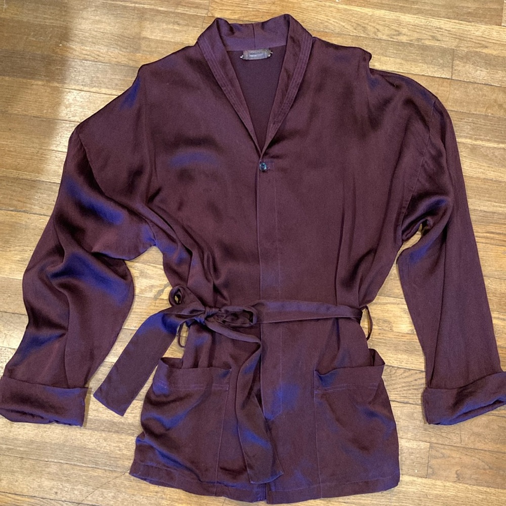 Gianni Versace Vintage 80s Silk Belted Tunic, Purple, size L (Italian size 48)